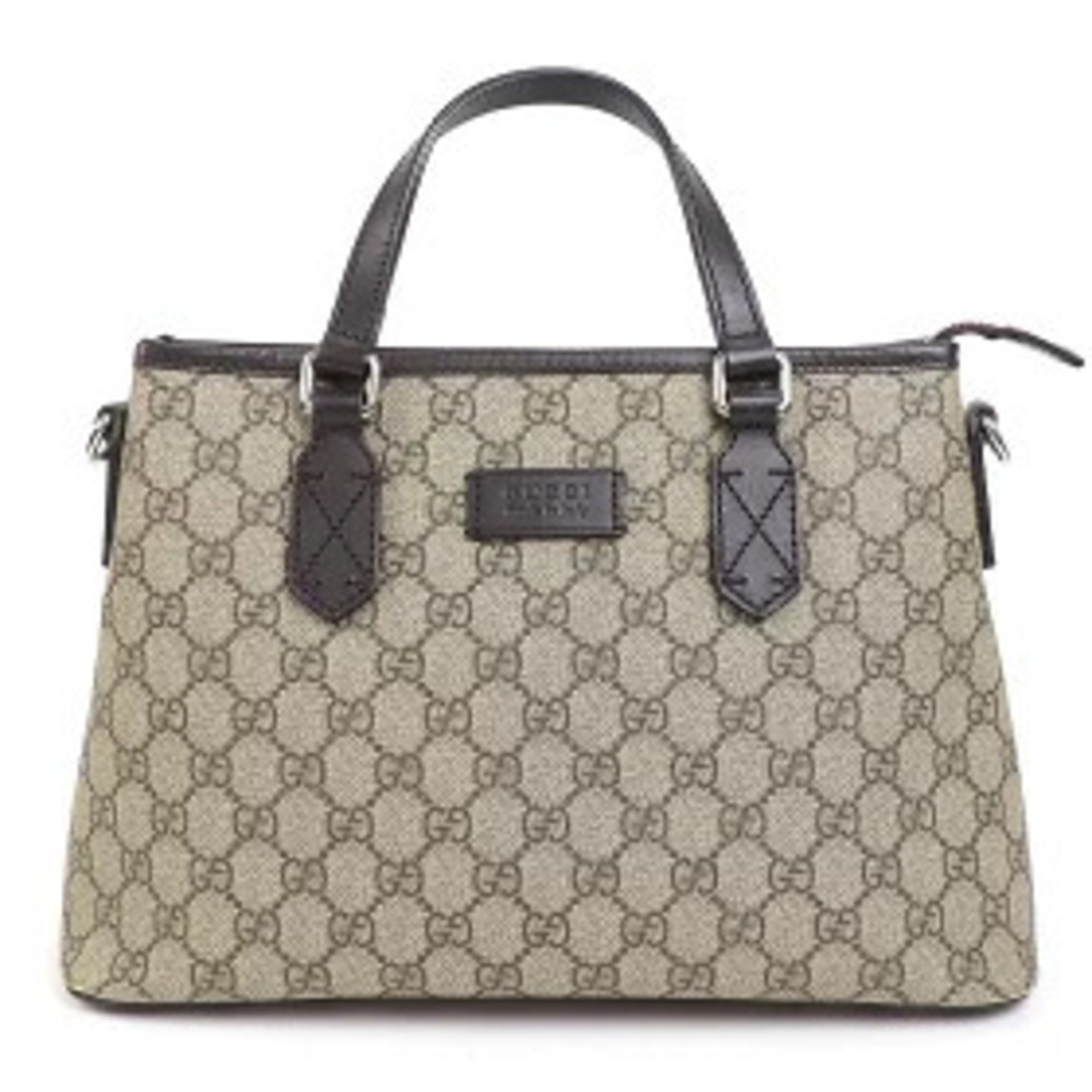Gucci GG Supreme Canvas Tote Bag Beige Ebony Shoulder Handbag KGDHN - Picture 2 of 13